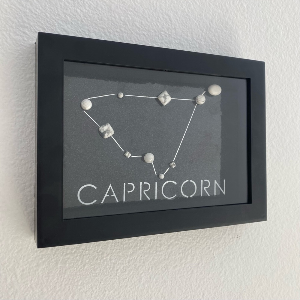 Handmade Horoscope Art CAPRICORN Star Constellation Beads Shadow Box 6x8 inches